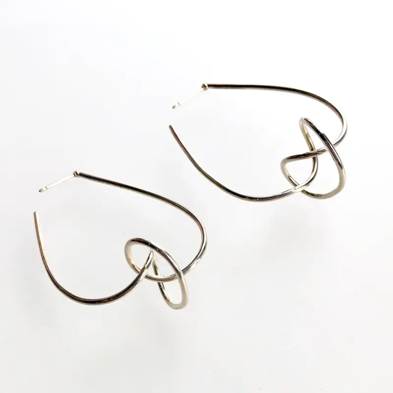 Sterling Silver Knot-Design Hoop Earrings