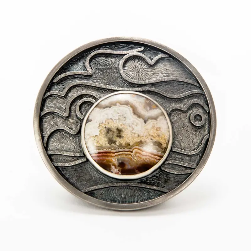 Stormy Sky Brooch & Adjustable Bolo Tie Set