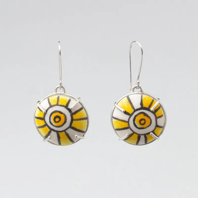 Sunflowers Yellow Dot Stud Earrings