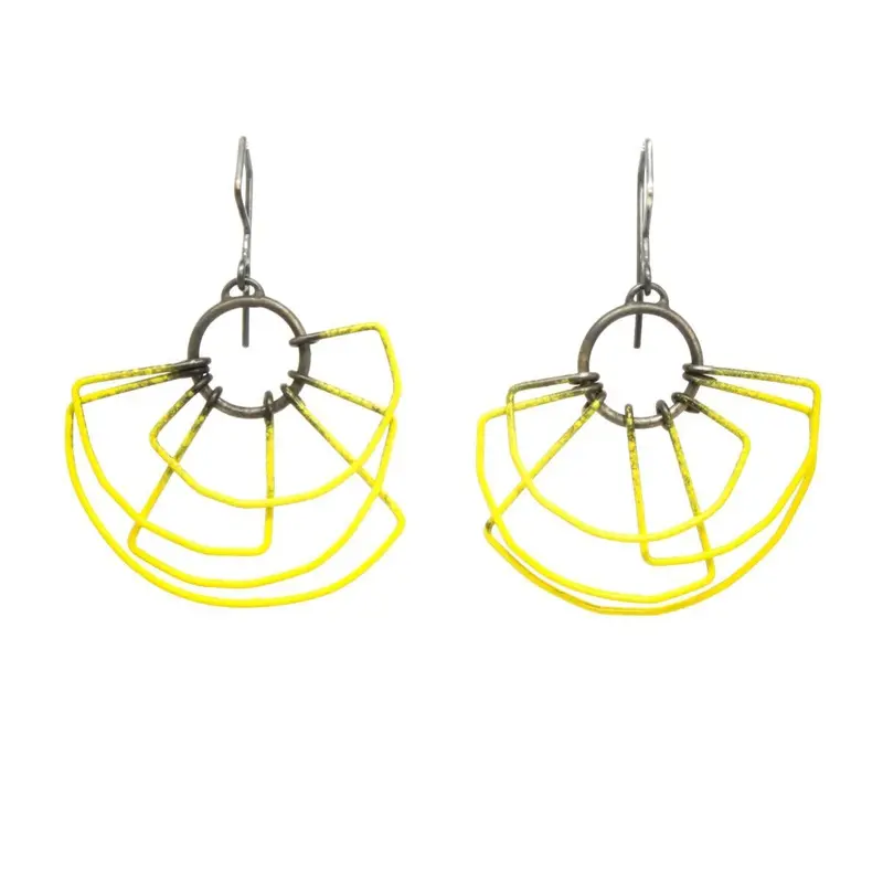 Sunny Yellow Steel Deco Earrings