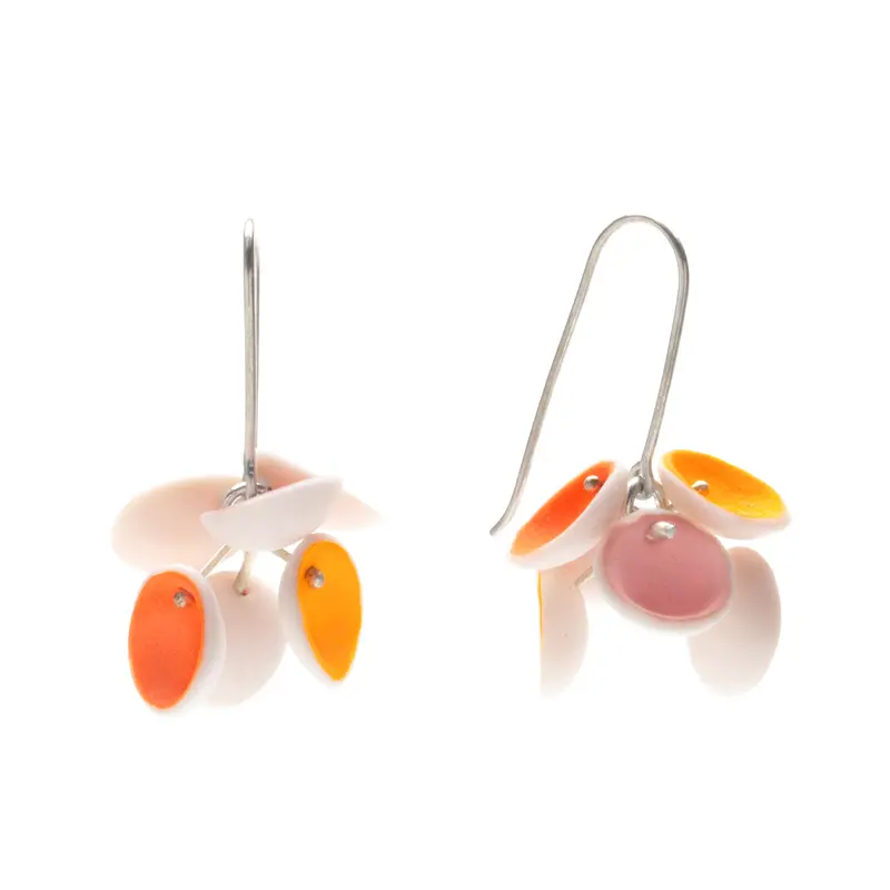 Sunset-Toned Porcelain Cluster Earrings