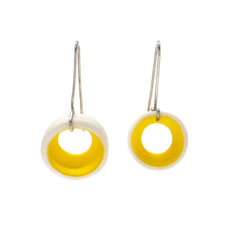 Sunshine Yellow Porcelain Tunnel Earrings