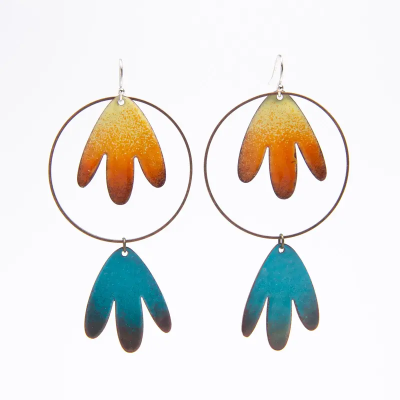Tall Blooms Statement Earrings – Handcrafted Metal Floral Design