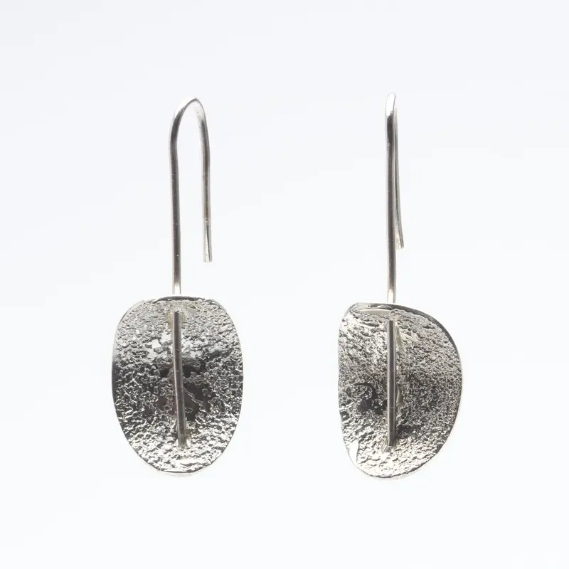 Textured Silver Chip Drop Earrings