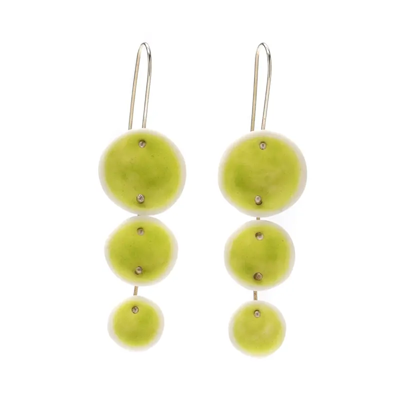 Three-Tier Chartreuse Dangle Earrings