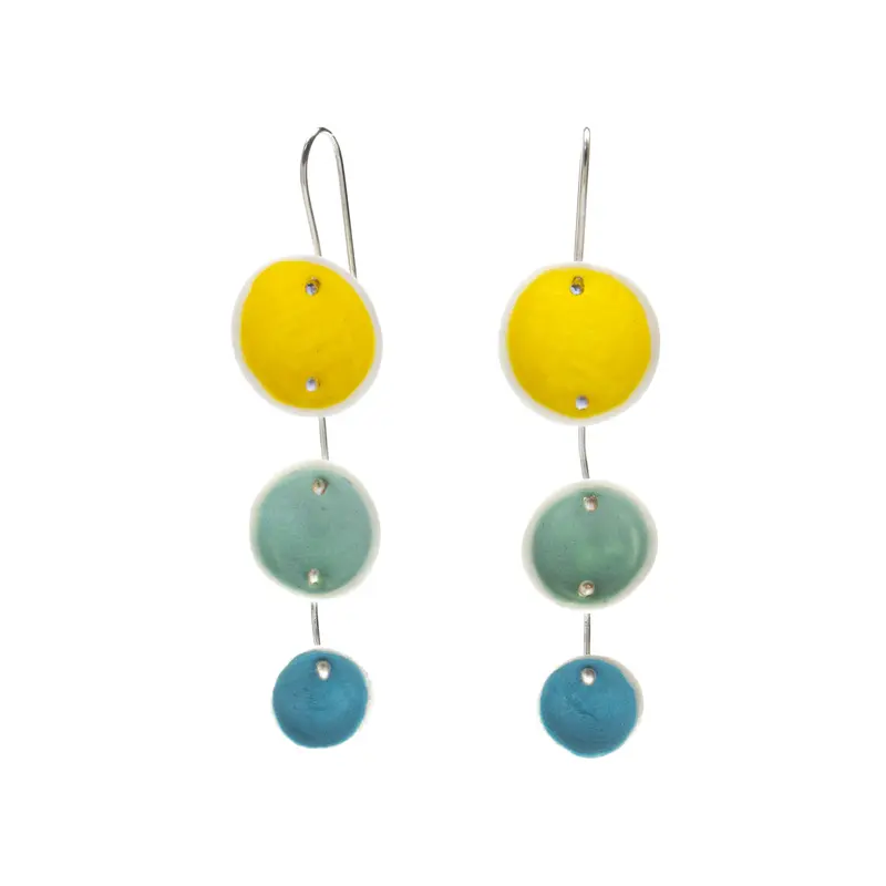 Tri-Color Porcelain Pod Dangle Earrings