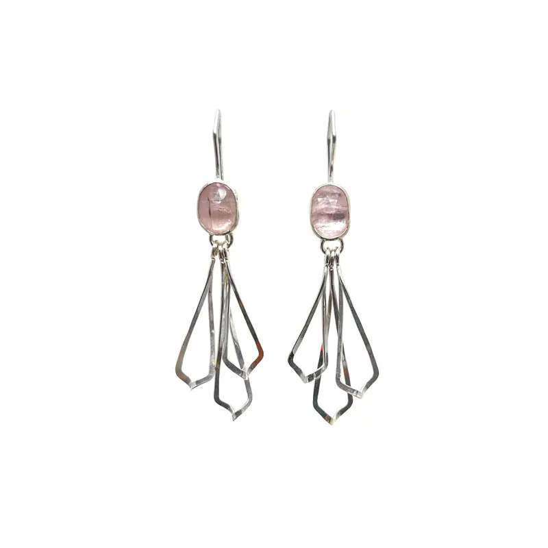 Twist Drop Earrings Featuring Natural Pink Tourmaline Gemstones