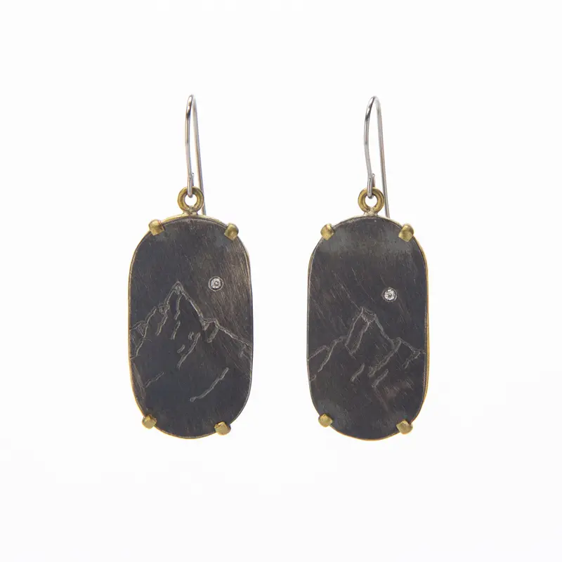 Wide Engraved Mountain-Theme Earrings