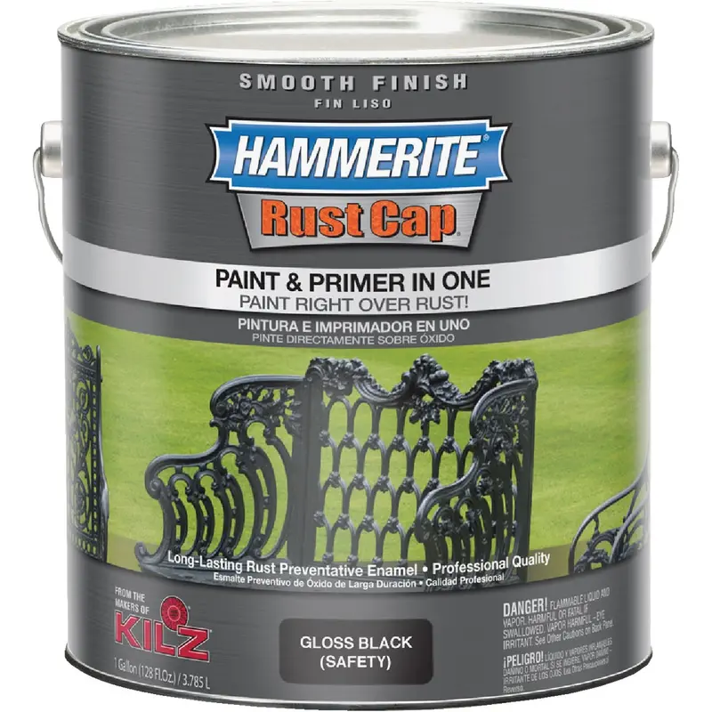 Hammerite Rust Cap Black Gloss Enamel – Oil-Based Rust-Inhibiting Paint, 1-Gallon Can 1