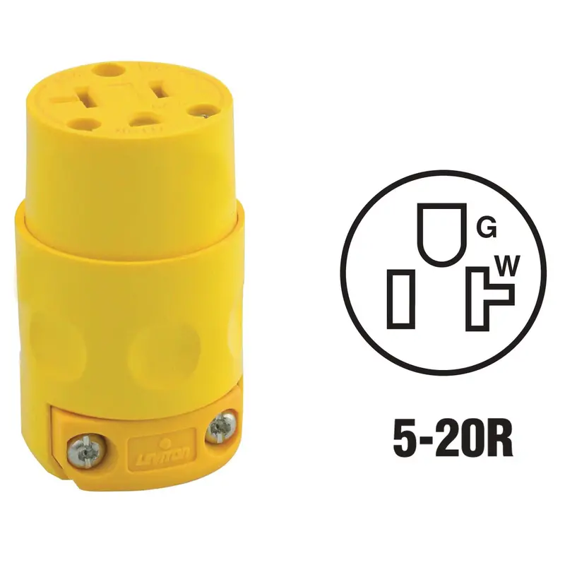 Leviton Commercial-Grade Cord Connector – 20A, 125V, 3-Wire, 2-Pole 1