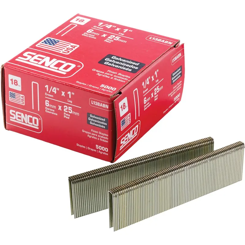 Senco Accuset Galvanized Finish Staples – 18-Gauge, 1/4-Inch X 1-Inch (5,000 Count) 1