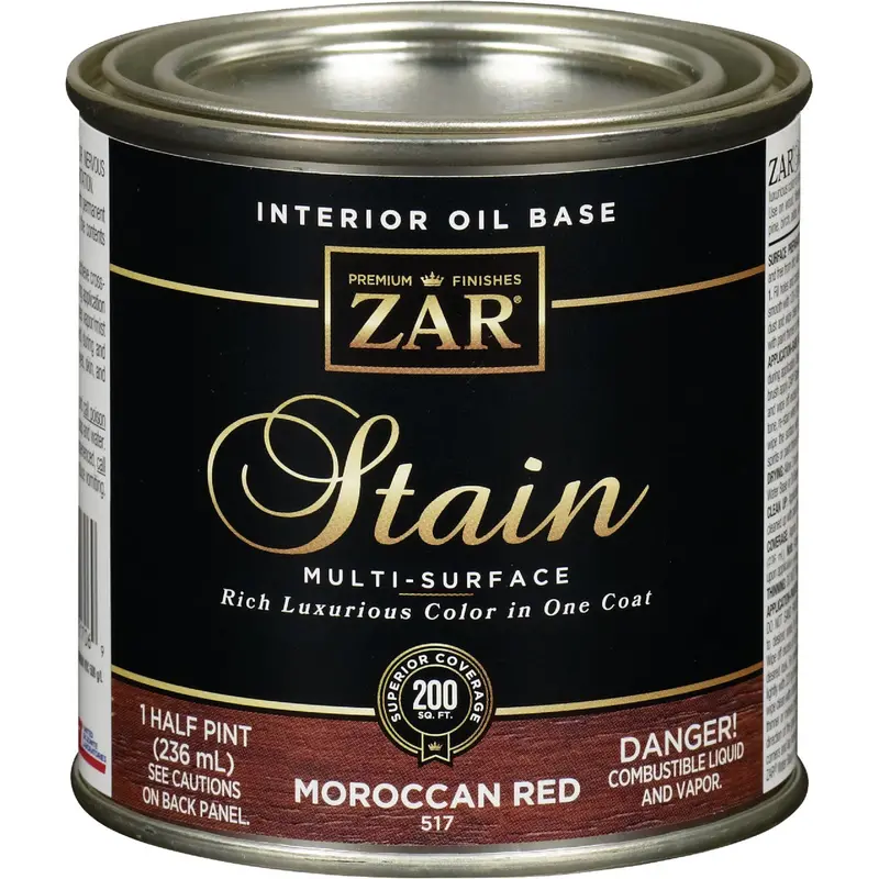Zar Moroccan Red Oil-Based Interior Stain – 1/2 Pint, Multi-Surface Formula 1